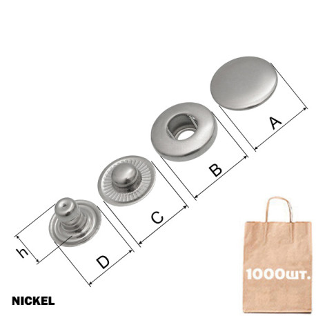 Кнопка Спіральна STAINLESS 15 мм ALPHA SNUP BUTTON Упаковка 1000 шт.