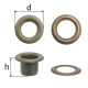 Люверс 8 mm NO:5 LONG BRASS EYELET WITH METAL WASHER. Упаквока 100 шт.