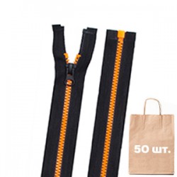 Блискавка №3 Тракторна Пластикова Black/Bright Orange (Black Slider) 70 см. Упаковка 50 шт.