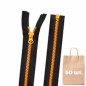 Молния №3 Тракторная Black/Bright Orange (Orange Slider) 80 см. Упаковка 50 шт.