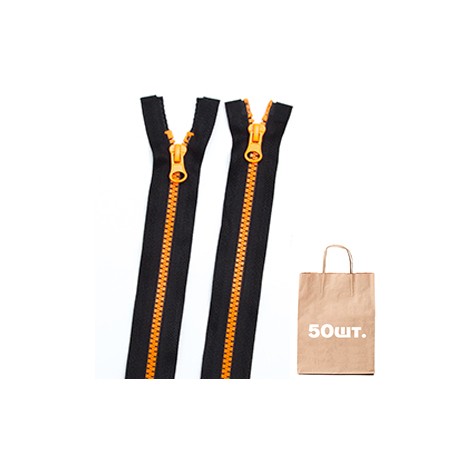 Блискавка №5 Тракторна Black/Bright Orange (Orange Slider) 70 см 2 бігунка